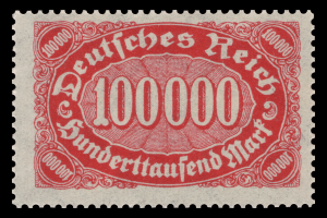 Ein roter Stempel mit der Aufschrift "Deutsches Reich" auf schwarzem Hintergrund.