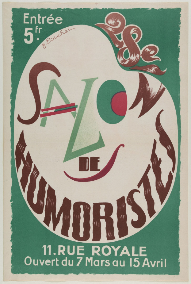 Plakat, das eine Humoristen-Salon-Veranstaltung in Paris, Frankreich, ankündigt