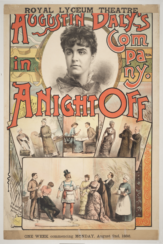 Ein Plakat für die Royal Lyceum Theatre-Produktion von "Comedy in Pennsylvania" mit einer zentralen Frau umgeben von einer Gruppe von Menschen und beschreibendem Text.