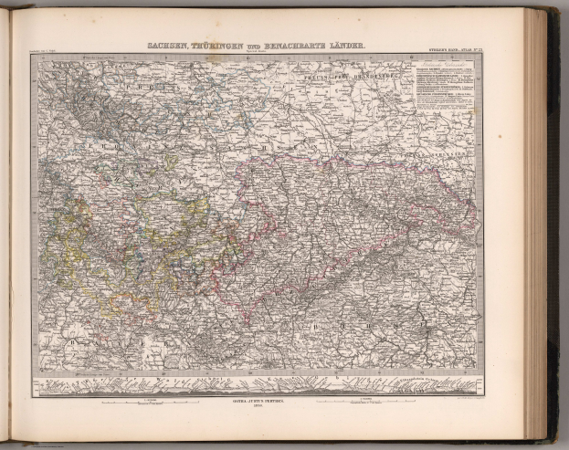 Ein aufgeschlagenes Buch mit einer detaillierten Deutschlandkarte und begleitendem Text.