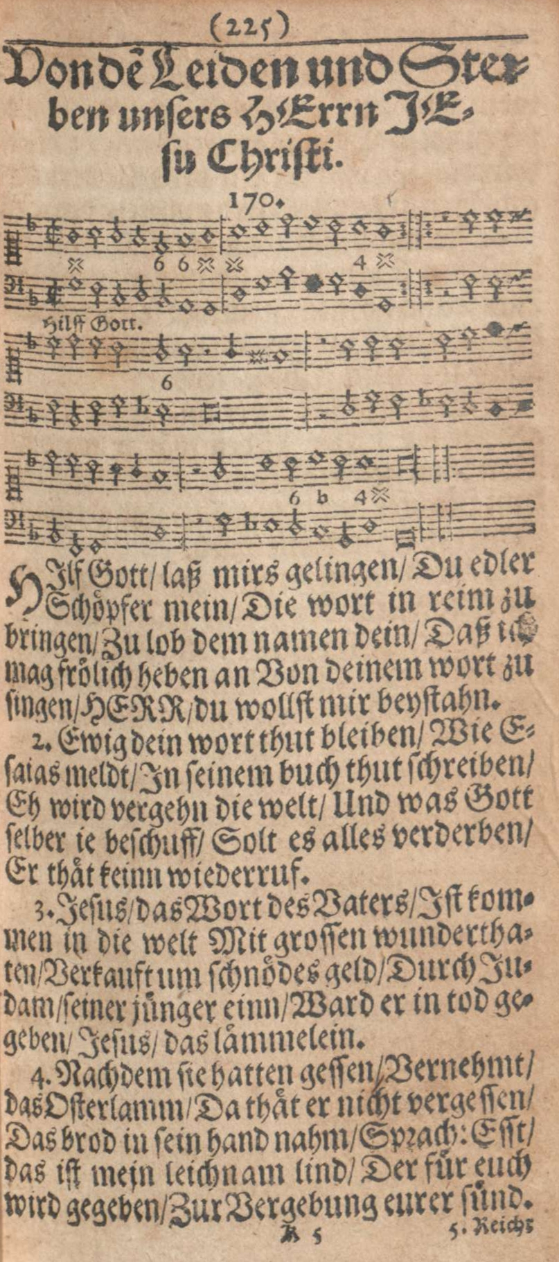 Ein altes, abgenutztes Manuskriptblatt mit deutschem Text und Musiknotizen in einer traditionellen deutschen Schriftart.