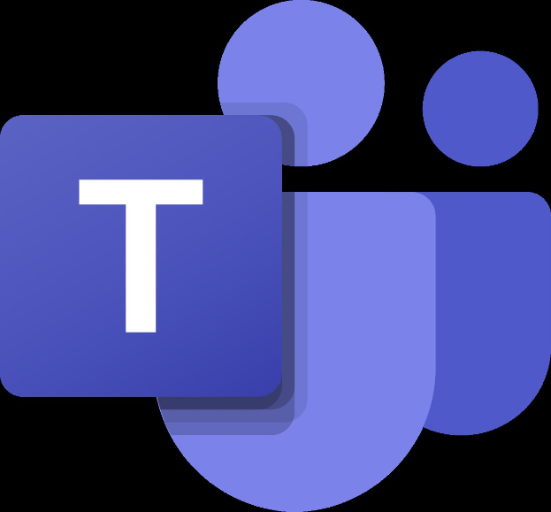 Blaues Icon mit weißer Buchstaben 'T' in der Mitte auf weißem Hintergrund, das Microsoft Teams darstellt.