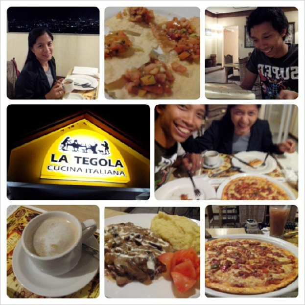 Ein Collage von acht Bildern: eine Frau, Snacks, ein Mann, ein Restaurantname, ein Mann und eine Frau mit Essen, ein Getr├Ąnk, Essen und eine Pizza.